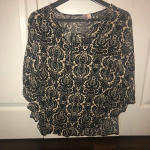 Black and cream tunic blouse